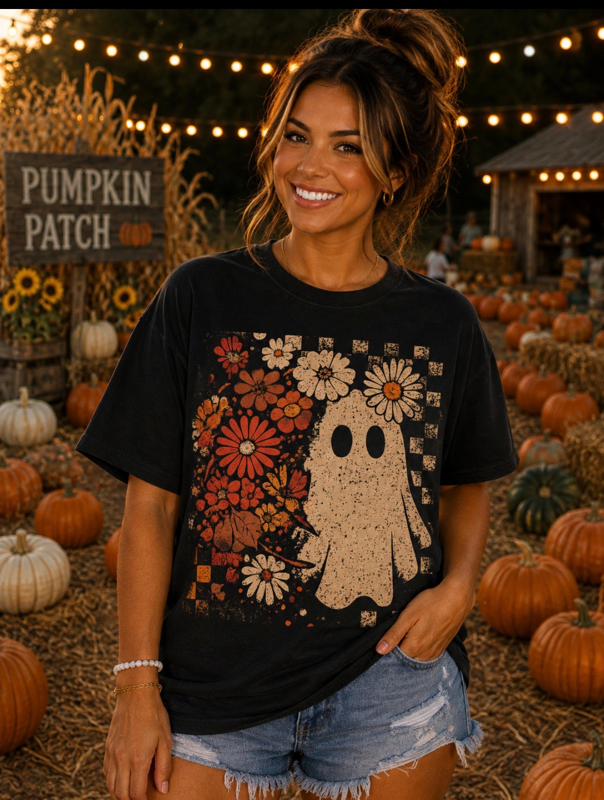 Fall Flowers Ghost Tee